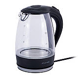 Чайник електричний Kamille KM-1700B 1.7л Чайник з Led підсвічуванням Скляний електричний чайник, фото 3