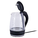 Чайник електричний Kamille KM-1700B 1.7л Чайник з Led підсвічуванням Скляний електричний чайник, фото 4