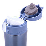 Термос із нержавіючої сталі Kamille KM-2087 Блакитний 320мл Термос для гарячих напоїв Термос із клапаном, фото 5