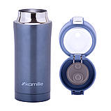 Термос із нержавіючої сталі Kamille KM-2087 Блакитний 320мл Термос для гарячих напоїв Термос із клапаном, фото 7