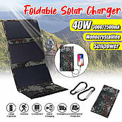 Сонячна панель вологозахищений зарядний пристрій LEORY 40W, на 2 USB-виходи, 5V/2А