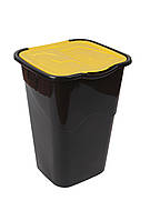 Ведро для мусора с крышкой черное 50л, Heidrun RECYCLING, 40*36,5*53,5см (HDR-1433)