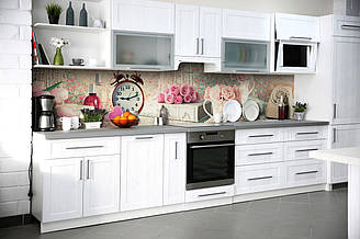 Кухонний фартух ПВХ самоклеючий Прекрасний ранок 02 (скіналі для кухні наклейка ПВХ) ретро рожевий 600*2000мм