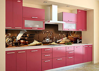 Кухонний фартух ПВХ самоклеючий Ретро Телефон скіналі плівка натюрморт коричневий 600*2000мм