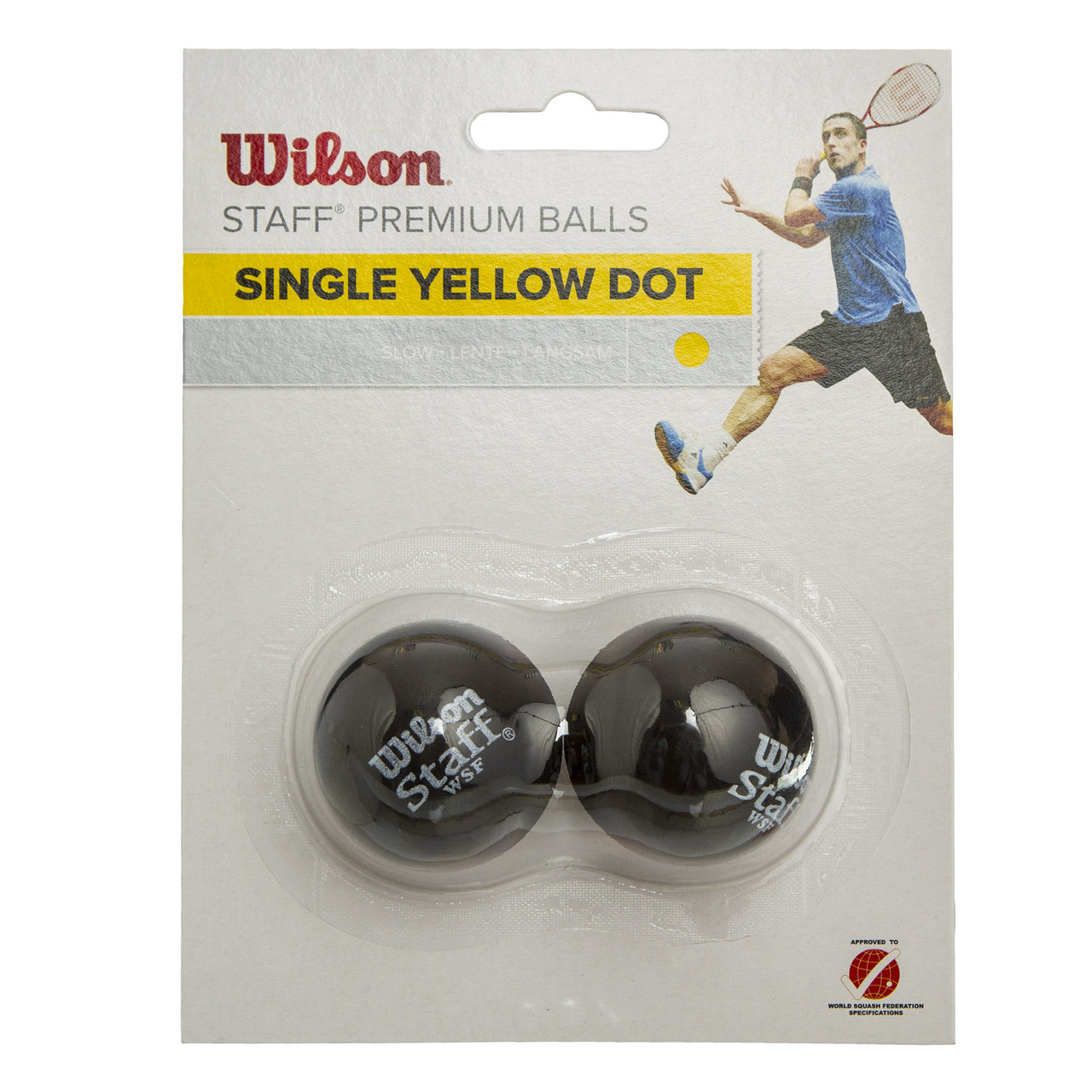 Сквош мяч WILSON (2шт) (медленный мяч, 1 желтая точка) WRT617800 - фото 1 - id-p1227701499