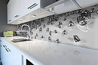 Виниловый кухонный фартук Алмазы (скинали для кухни наклейка ПВХ) бриллианты драгоценные камни Серый 600*2500