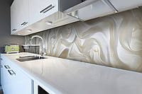 Виниловый кухонный фартук Белый шелк и Жемчуг скинали для кухни ПВХ под ткань Абстракция Молочный 600*2500 мм