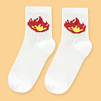 Носки белые с принтом "Пламя "