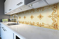 Виниловый кухонный фартук Турецкий шарм скинали для кухни ПВХ орнаменты узоры вензеля Бежевый 600*2500 мм