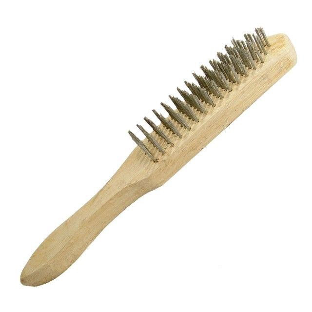 Щітка по металу Intertool BT-0002 4ряда дерев'яна ручка, фото 1