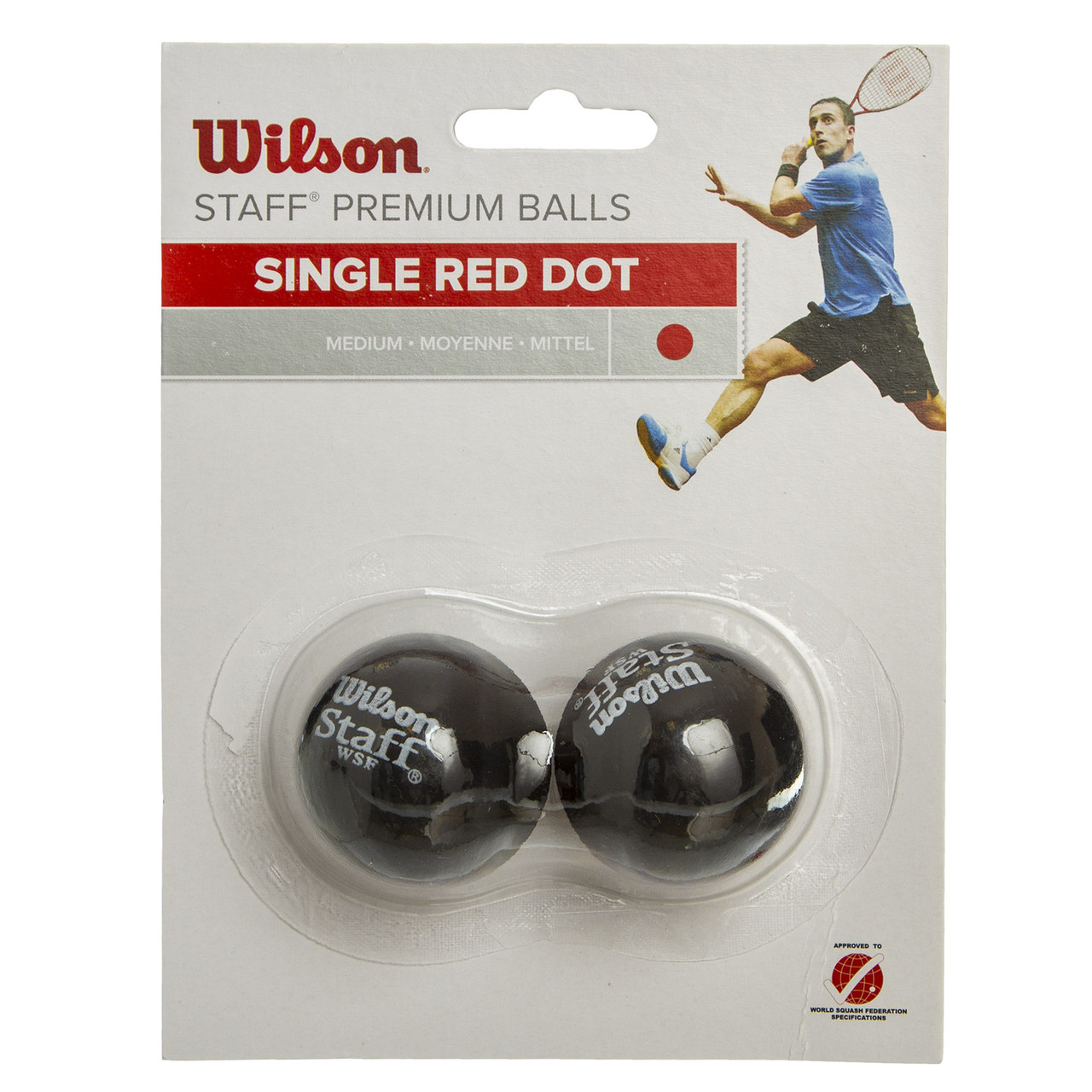 Мяч для сквоша WILSON (3шт) (средний мяч, одна красная точка) WRT617700 - фото 1 - id-p1227736549