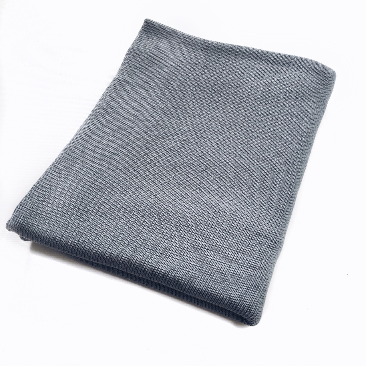 Плед в'язаний Ohaina cotton 175 x135 Blue grey