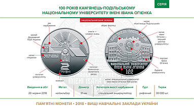 Монета НБУ "100 років Кам`янець-Подільському національному університету імені Івана Огієнка", фото 6