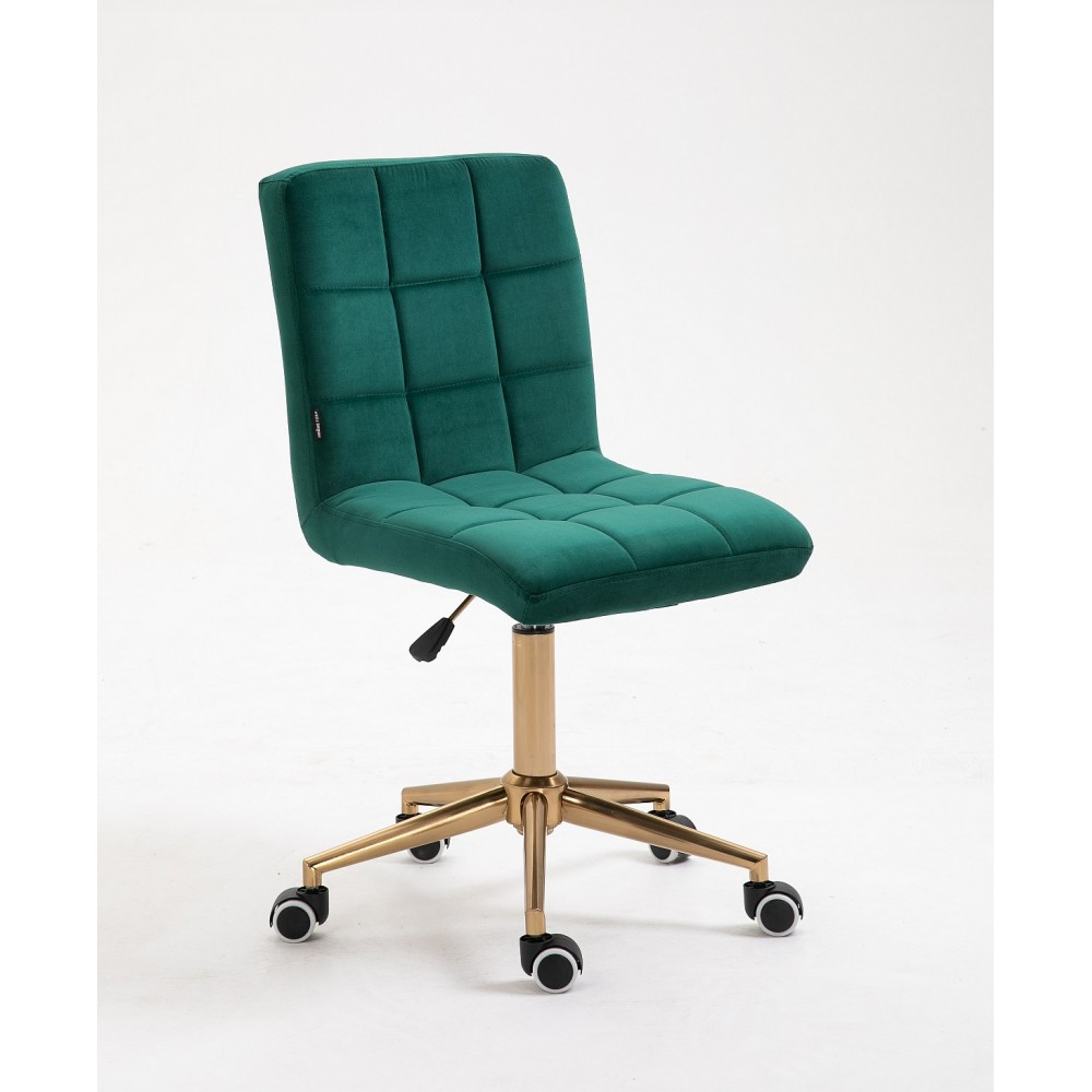 Перукарське крісло на пневматиці Hrove Form HR7009K зелений велюр золота опора, фото 1