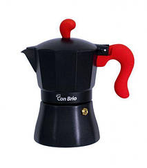 Гейзерна кавоварка Con Brio на 3 чашки кави, алюм.корп 150 мл Червона ручка 6603СВчер