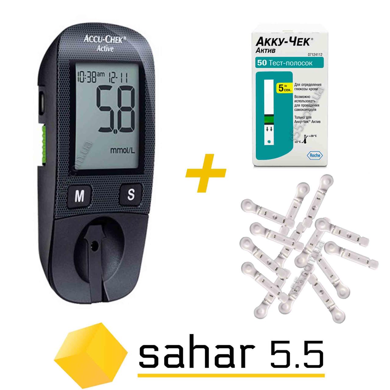 Глюкометр Акку-Чек Актив - Accu-Chek Active + 60 полосок Актив и 60 ...