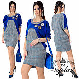 Трикотажне короткий стильне плаття-туніка великих розмірів зі стразами (р. 48-62). Арт-2245/42, фото 2
