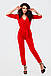 Молодіжний стильний брючний комбінезон з запахом по верху, червоний, фото 2