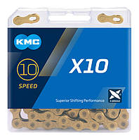 Цепь KMC X10 Gold для 10 скоростных трансмиссий велосипеда