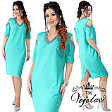 Ошатне пряме батальне вільне плаття з розрізом ззаду та вирізами на плечах (р.56-62). Арт-2249/42, фото 3