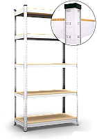 Стелаж 180х90х40 5 полиць ДСП 175 кг на полицю  поличний металевий оцинкований, фото 4