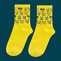 Носки желтые с принтом "Время приключений"