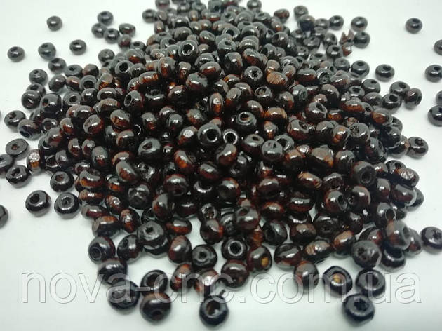 Бусини дерев'яні Колір темно-коричневий 4 х 3 мм 100 грамів, фото 1