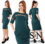 Літнє трикотажне пряме плаття батал із кишенями в спортивному стилі (р.60-62). Арт-2254/42, фото 3