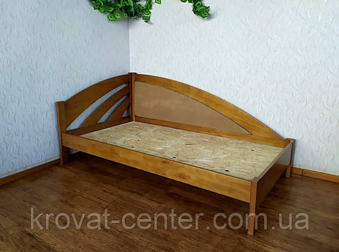 Деревянная полуторная кровать с мягкой спинкой из массива дерева "Радуга Люкс" от производителя, фото 2