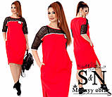 Літнє трикотажне пряме спортивне плаття батал із кишенями та розрізами з боків (р.56-62). Арт-2255/42, фото 2