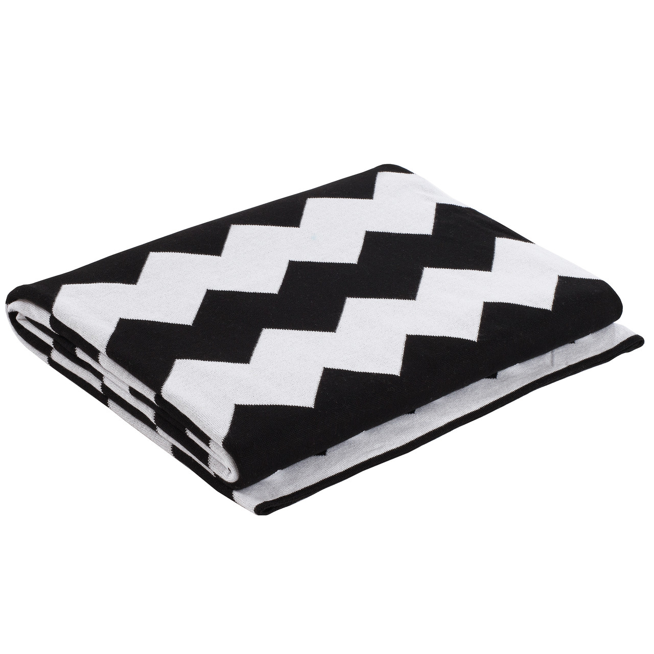 Плед в'язаний Ohaina 220x200 cotton Black//White