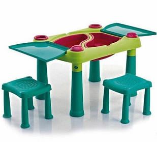 Ігровий дитячий столик-пісочниця Keter з кришкою і 2 стільцями, для гри з піском і водою (17184184)