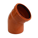 Коліно ПВХ 400/45°, для зовнішньої безнапірної каналізації, фото 3