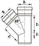 Трійник ПВХ d 200х160/45°, перехідний, для зовнішньої безнапірної каналізації, фото 7