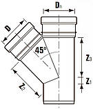 Трійник ПВХ d 250х160/45°, перехідний, для зовнішньої безнапірної каналізації, фото 7