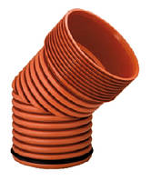 Коліно-відвід 45°, для двохшарової гофрованої каналізації InCor, K2-KAN