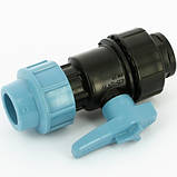 Кран d 40x1 1/4"ВР, кульовий ( вентиль) Унідельта, затискний з внутрішньою різьбою,поліпропіленовий, фото 3