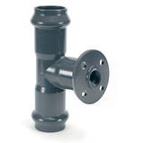 Трійник НПВХ, d 160х110х160/90°, напорний, редукційний, розтруб/фланець/розтруб, фото 2