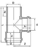 Трійник НПВХ d 110х110х110/90°, напірний, розтруб/розтруб/гладкий, фото 4