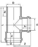 Трійник НПВХ d 225х225х225/90°, напірний, розтруб/розтруб/гладкий, фото 4