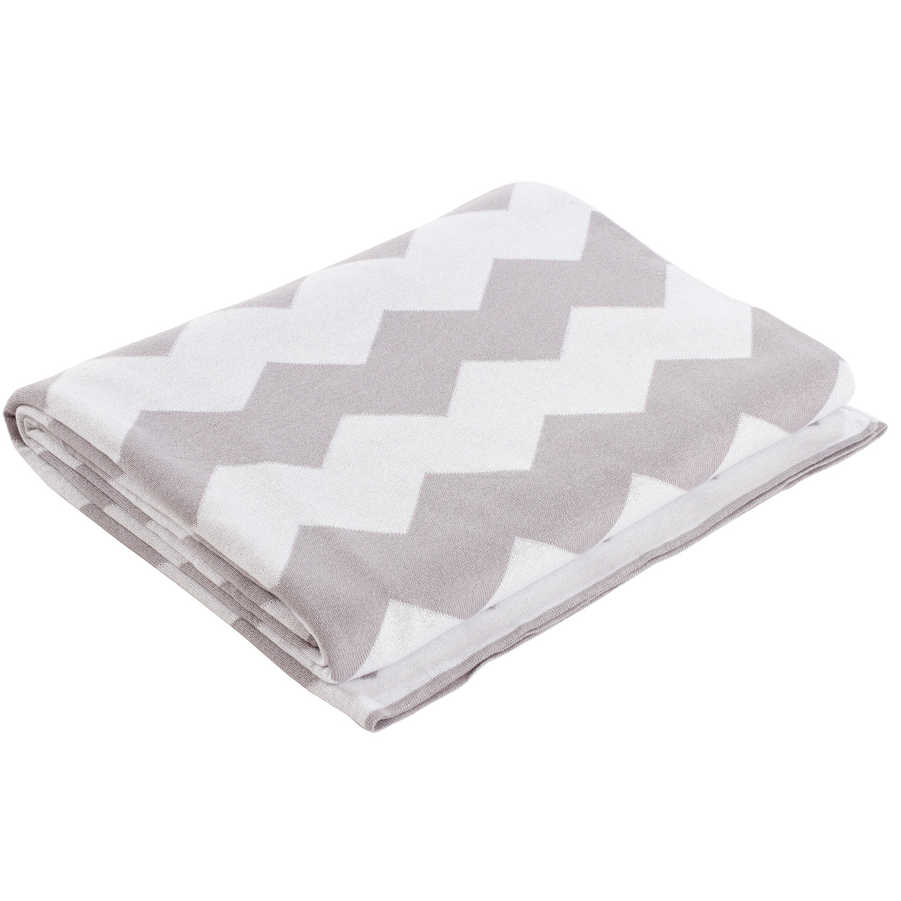 Плед в'язаний Ohaina 220x200 Light Grey + White
