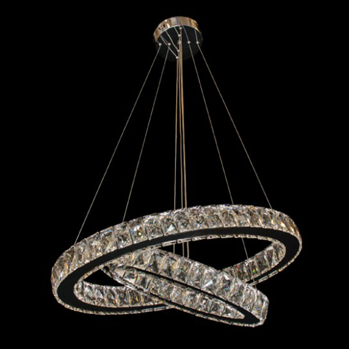 Кришталева люстра світлодіодна підвісна Linisoln 60W до 16 м² колір Хром 7210/650+500 HR, фото 1