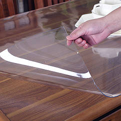 Прозора силіконова скатертину на стіл Soft Glass Захист для меблів 1.0х2.1 м Товщина 1.5 мм М'яке скло