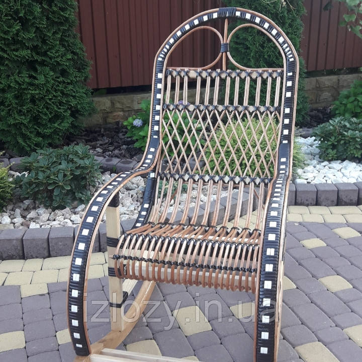 Плетеное кресло-качалка из лозы + ротанг - фото 2 - id-p1227886147
