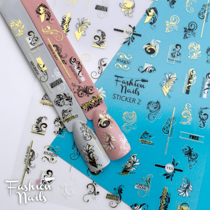 Стікер для нігтів STICKER 2 Fashion Nails Вензелі Візерунки Мережива розм.9*12 см - Самоклеючі наклейки на нігті