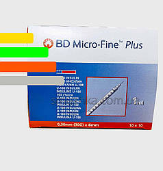 Інсуліновий Шприц BD Micro-fine Plus-Микрофайн Ю-100 1ml, голка 8мм уп. 100 шт.