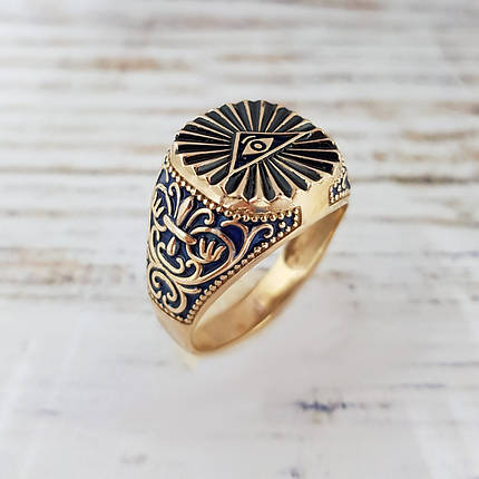 Масонська печатка кільце Всевидяче око, персня, кільце, фото 1