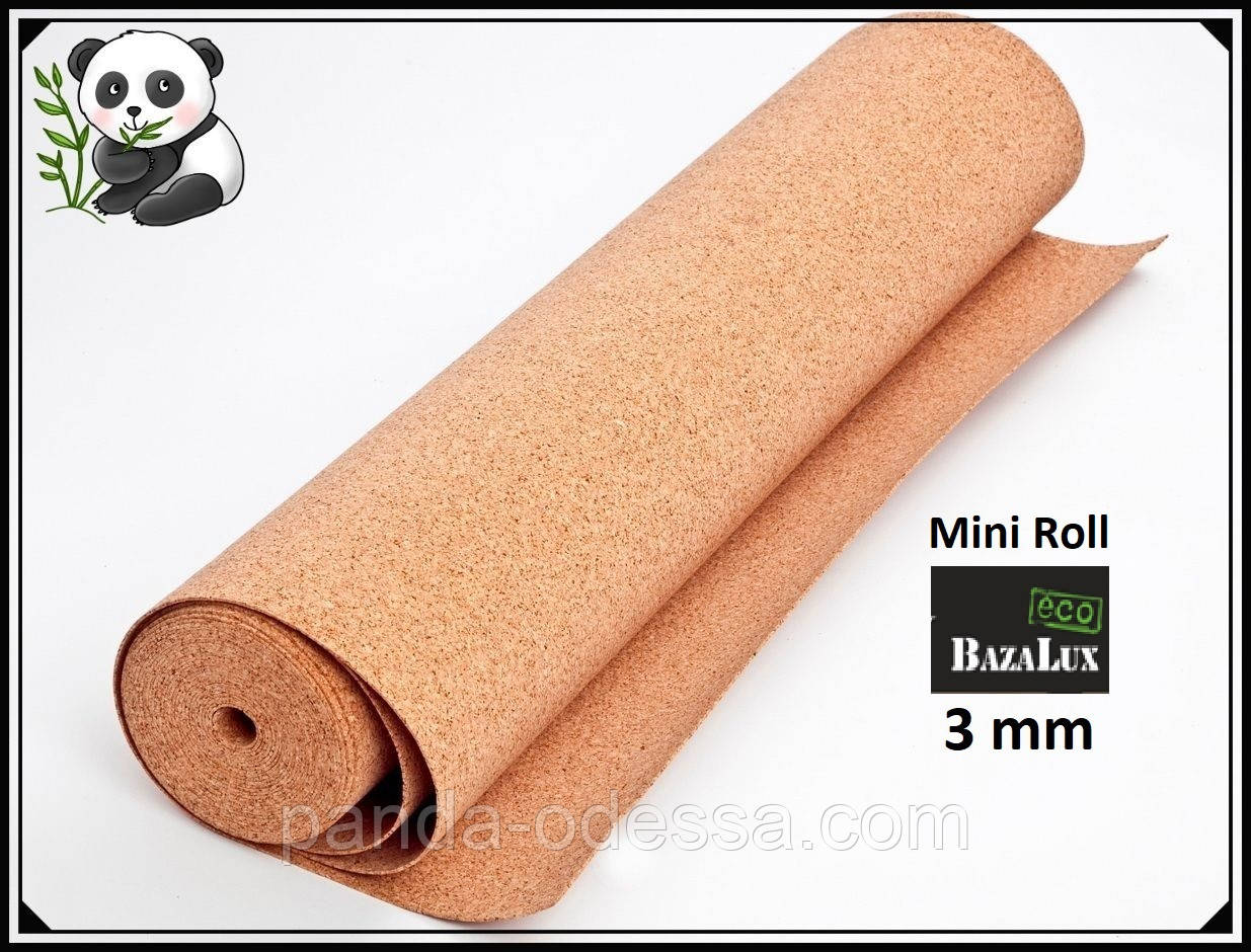 Пробкова підкладка 3 мм, 0,5х8м, ТМ Bazalux Eco Mini Roll / Коркова підкладка рулону