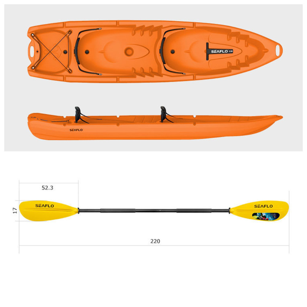 Пластиковий каяк SeaFlo SF-4001-OR,, помаранчевий каяк Сифло 2 х місний, фото 1