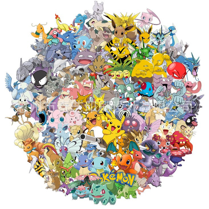 Набір вінілових наклейок стикерів Pokemon Покемон Стікербомбінг на автотелефон ноутбук стіну 100 шт.